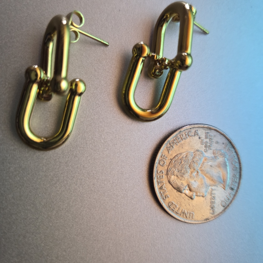 Titanium Steel Gold Plated Drop  Earrings
